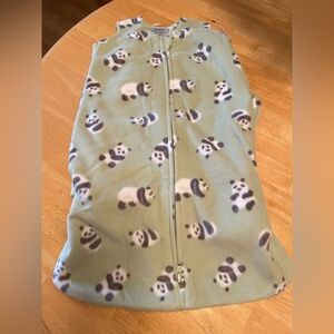 New Halo Green Panda Print Fleece Zipper Sleep Sack newborn 0-3m